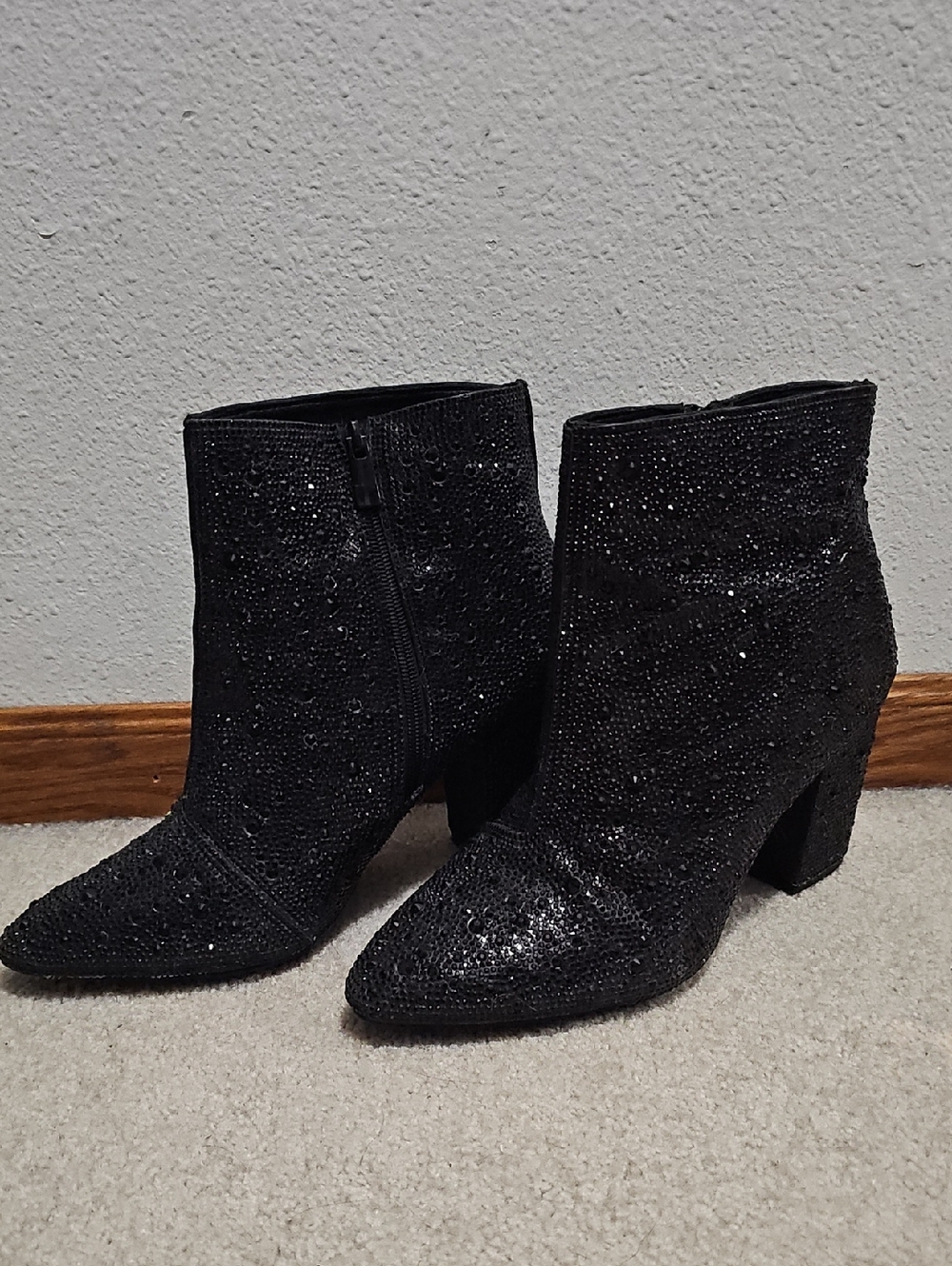 Torrid x Betsy Johnson Black Rhinestone heeled booties
